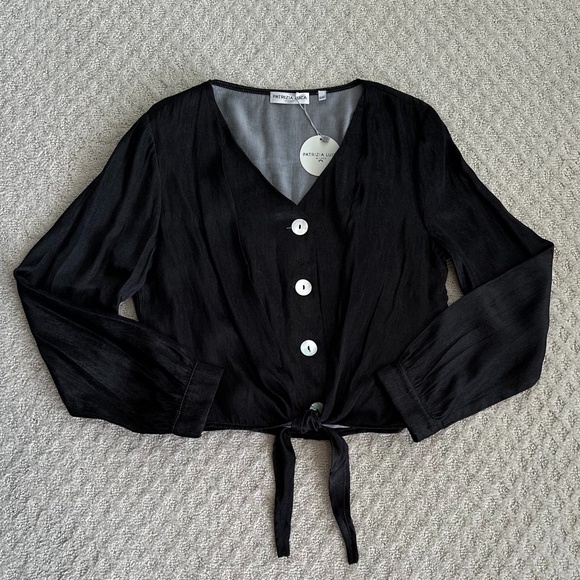 Patrizia Luca Tie Front Crop Top Black Size Small/Medium NWT - Picture 4 of 14